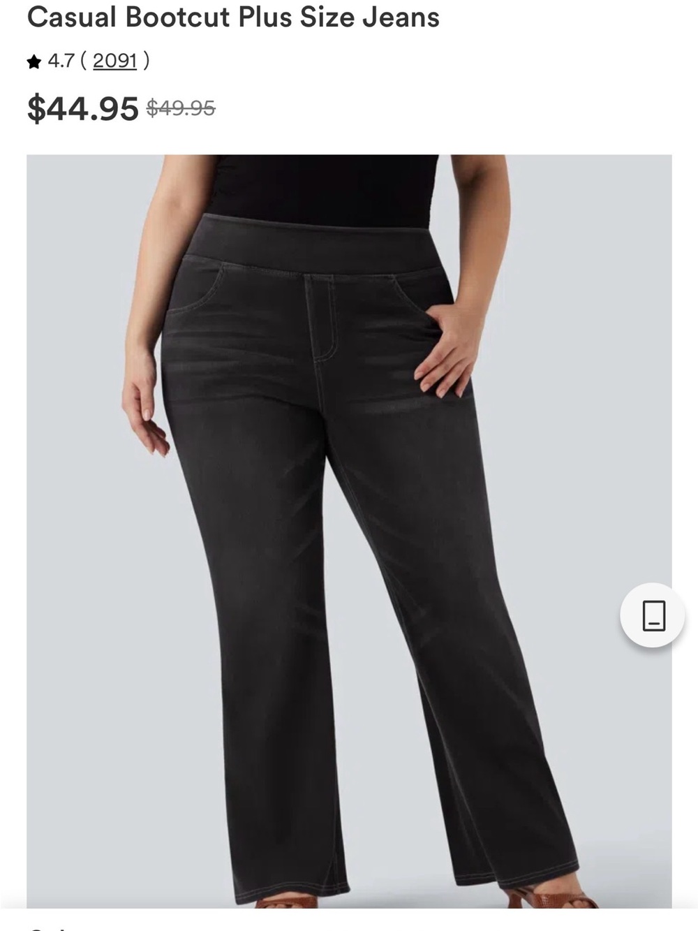 Halara Flex™ High Waisted Pockets Washed Casual Bootcut Plus Size Jeans